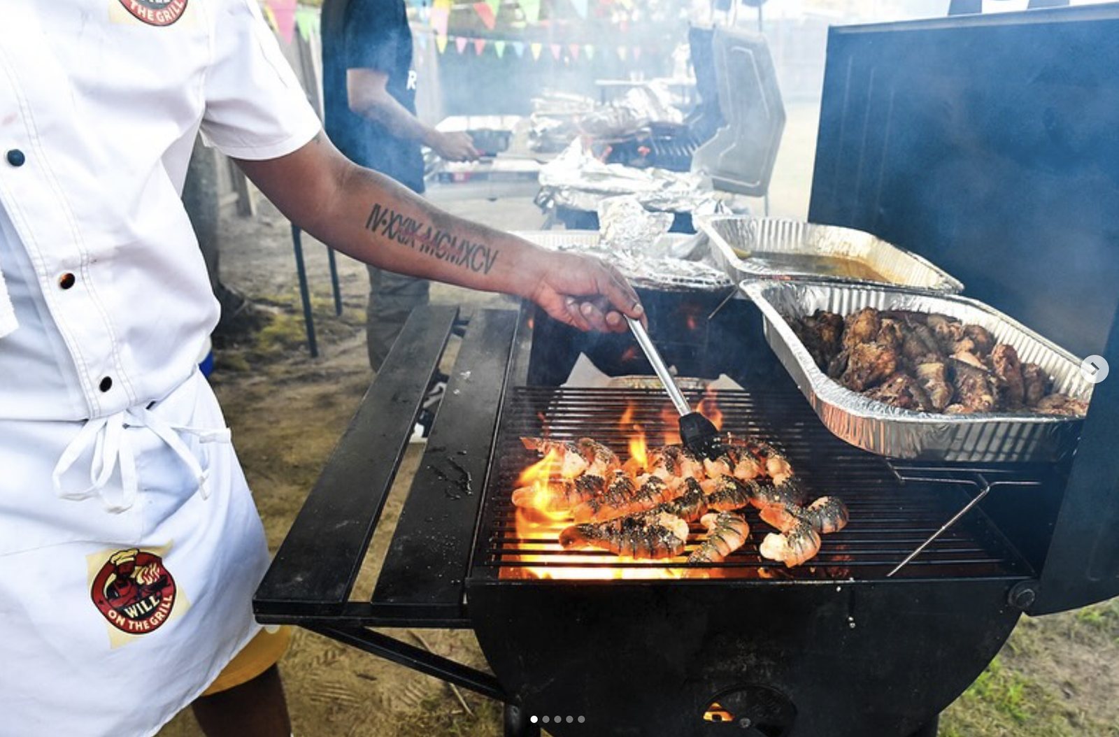 Will OTG grilling seafood over open flames at an outdoor event
